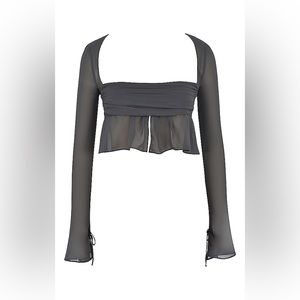 NWT House Of CB Athena Shadow Long Sleeve Floaty Top